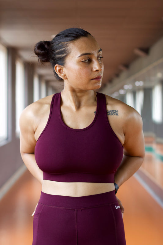 Wine Sports Bra & Leggings Set